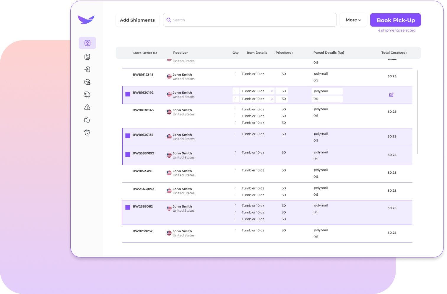 Manage your shipments from one powerful dashboard